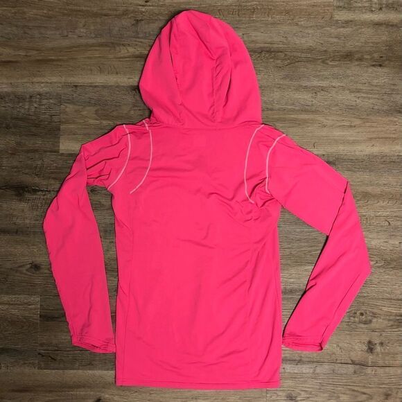Women’s Columbia Pink Lightweight Omni Shade Hooded Workout Top Size L - Picture 2 of 12